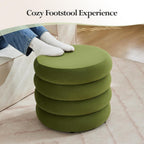 19.5 Inch Round Storage Ottoman, Modern Velvet Ottoman Coffee Table with Removable Top, Green Vanity Stool with Storage for Bedroom, Living Room, Dorm, Set of 2