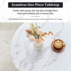 LEVNARY 2-Piece Round Coffee Table Set, 31.5" Coffee Table & 15.78" End Table, Marble-Look Top, Scalloped Fluted Base, Modern Living Room Table Set with Engineered Wood (White)