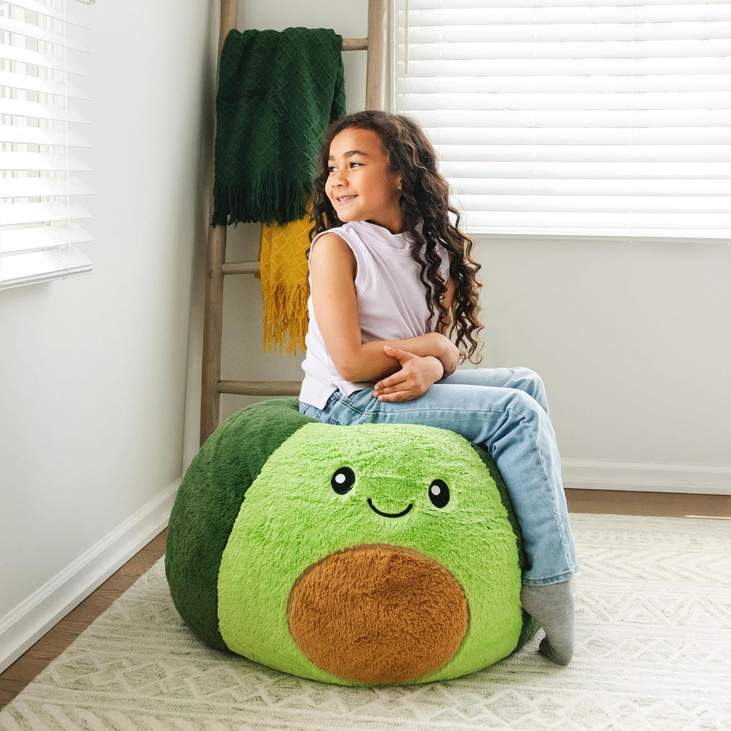 Big Joe Avocado PlushiPals Super Soft Bean Bag Chair for Kids, Ultra-Soft Plush Polyester Blend, 2.5 feet Refillable