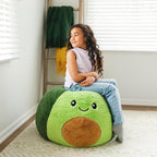 Big Joe Avocado PlushiPals Super Soft Bean Bag Chair for Kids, Ultra-Soft Plush Polyester Blend, 2.5 feet Refillable