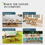 Idzo Heavy Duty 400lbs Capacity Patio Bistro Set 3 Piece Outdoor, Folding Chairs w/Cushion, Square Table, FSC-Certified Acacia Wood, Space-Saving Design for Balcony, Garden and Porch - Upgrade