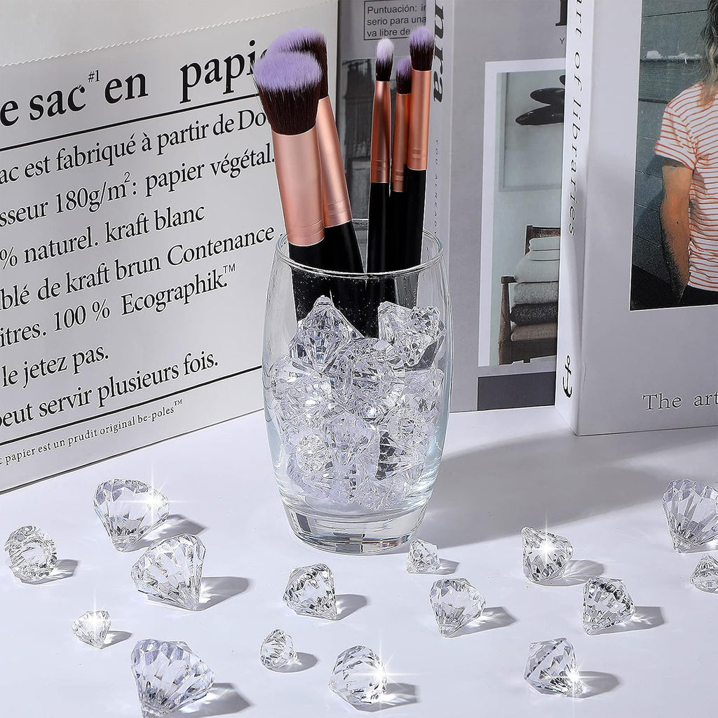 100 Pcs Vase Fillers Diamond Decoration for Craft Multi Size Fake Diamond Acrylic Gems Crystal for Wedding Party (Clear)