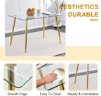 Baysitone 63" Glass Dining Table Set for 4, 5 Piece Modern Dining Room Set, Rectangular Glass Kitchen Table with 4 Upholstered Velvet Chairs, for Kitchen, Home, Small Spaces(Black&Gold)
