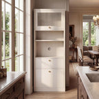 Freestanding Tall Pantry Cabinet with Adjustable Shelves & Drawer – E1-Grade Wood Storage Solution for Kitchen, Bathroom, Laundry Room