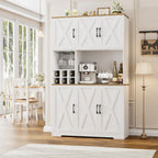 HOSTACK Kitchen Pantry Storage Cabinet, 71" Tall Food Pantry Cabinet with Microwave Stand, Farmhouse Kitchen Hutch, Coffee Bar Hutch with Wine Rack for Dining Room, Living Room, White