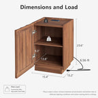 win2win Side Table Set of 2 with Charging Station, Mid Century Modern End Tables with Wave Design, Nightstand Set of 2 with Storage, Bedside Table for Bedroom Living Room, Walnut