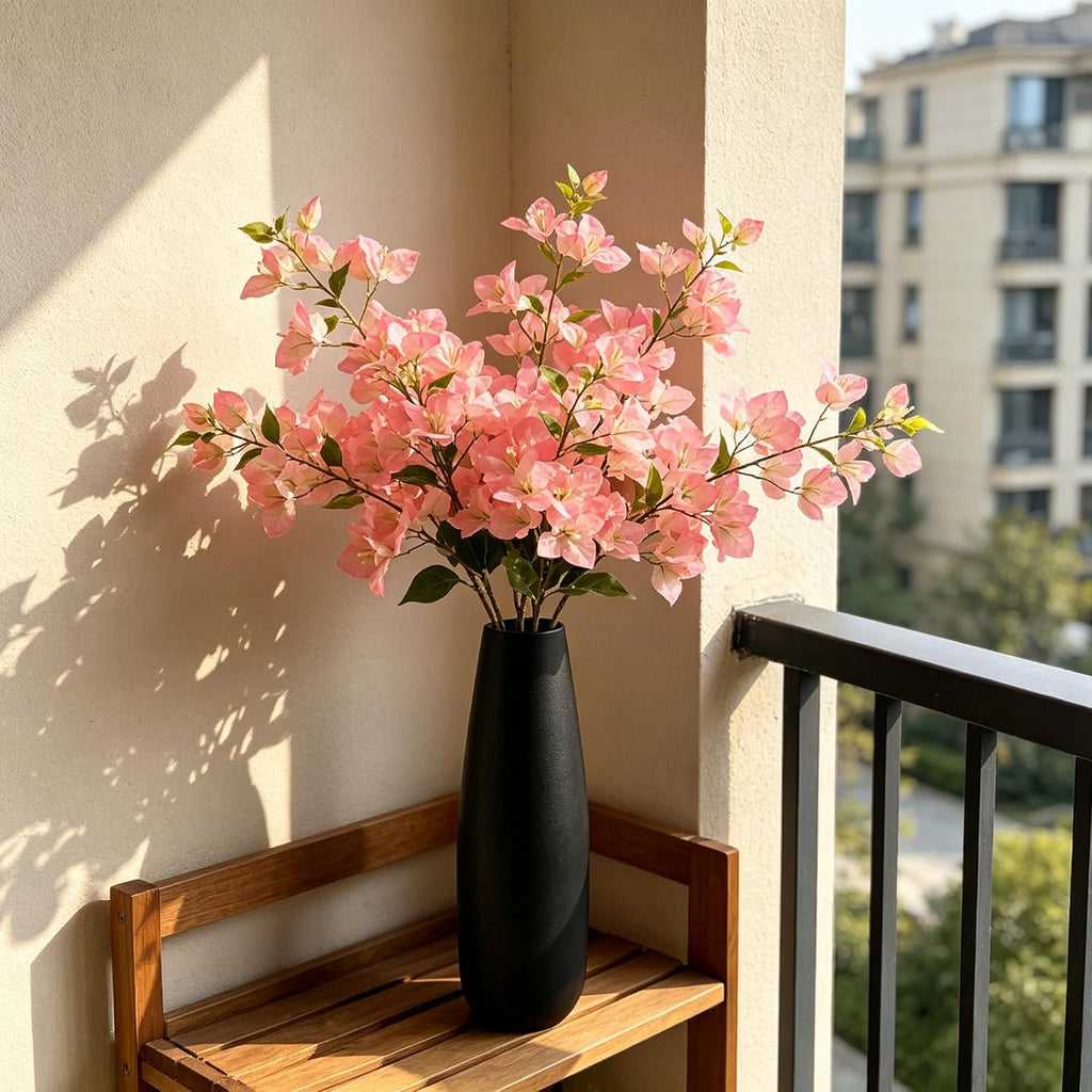 Hosley 16-Inch High Black Vase for Vases Home Decor, Large Vase Ideal for Dried Flowers, Floral Arrangements, Weddings, Home, Office, Elegant Metal Design