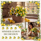 16 Pcs Artificial Lemon Branches Decor Centerpieces for Tables Fake Fruit Lemon Bouquet Summer Yellow Faux Flower Farmhouse Outdoor Decor for Kitchen Home Bathroom Wedding Party