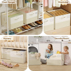 NestOrganix 2 Pack Shoe Organizer for Closet, Large Shoe Box Storage Containers, Foldable Shoe Storage Organizer Box Bin with Adjustable Dividers and Clear Cover, Space Saving Shoes Holder, Beige