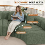 128" Oversized Curved Cloud Couch, Modern Compressed Modular Sectional Sofa, 4 Seater Boneless Couches for Living Room, No Assembly Required, Green 1 PCS