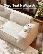Marsail 111" 3-Seater Sofa, Corduroy Cloud Couches with Deep Seats and High-Back Design, Modular Sectional Sofa for Living Room, No Assembly Required