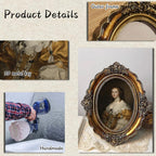 XIAOAIKA Vintage Baroque Oval Framed Canvas Art, Classical Woman Portrait Oil Painting with 3D Embossed Details, Antique Bronze Gold Resin Frame for Living Room Bedroom Entryway Décor, 10 x 8 Inch