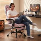 Shintenchi Gaming Chair, Ergonomic Office Chair with Footrest, Lumbar Support and Linkage Armrests, Swive Home Video Game Chairs for Adults, Pink
