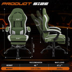 Shintenchi Gaming Chair, Ergonomic Office Chair with Footrest, Lumbar Support and Linkage Armrests, Swive Home Video Game Chairs for Adults, Green