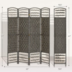 HOMCOM 4 Panel Room Divider, Folding Privacy Screen, 5.6' Room Separator, Wave Fiber Freestanding Partition Wall Divider, Dark Gray