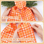 Orange Fall Wreath Sash for Front Door Farmhouse Thanksgiving | 2 Pcs, Plaid, 60 Inch, DIY Embroidery, Autumn