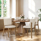 LUE BONA Wooden Dining Chairs Set of 4, Comfortable Wide Back Kitchen Side Chairs, Strong Thick Legs for Modern Farmhouse Dining Room, Linen Upholstered and Natural Wood Legs