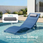 Stoog Folding Pool Lounge Chair, HIPS Outdoor Anti-Floating Recliner with Headrest, Pool Chairs for Hotel, Beach & Sun Decks, Blue