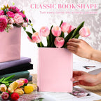 Vesici 2 Pcs Ceramic Book Shape Vase for Flowers Gifts for Christmas Cute Bookshelf Decor Vase for Book Lovers Gifts Unique Vases Home Decor for Bookshelf Dining Table Office Home(Pink)