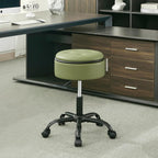 FIRAVOE Rolling Stools with Wheels (Chair & Small Table in One) (Adjustable Height Barber Chair 20.67"-24.61"), Green Ergonomic Stool with Storage