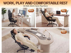 Gaming Chair with Footrest, Ergonomic Reclining Computer Chair, Height Adjustable, Lumbar Support, Adjustable Headrest, 360° Swivel High Back Chair for Home, Gaming (Grey Leather)