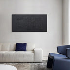 NANKAI Art Hand-Painted Black Thick Texture Abstract Art Oil Painting Contemporary Minimalist Style Art Living Room Office Corridor Wall Decoration Oil Painting 24x48 inches