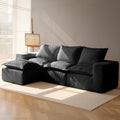 107" Boneless Comfortable Couch with Chaise, L Shaped Modular Sectional Couches for Living Room, Grey Corduroy Sofas with Ottoman, Compressed Sofa in a Box, No Assembly Required