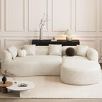 ONEMMLION Boneless Couch for Living Room, 111" Oversized Sectional Comfy Sofa with Right-Facing Chaise, Luxury Modern Curved L Shape Couch with Extra Deep Seat, No Asembly Required, Beige White