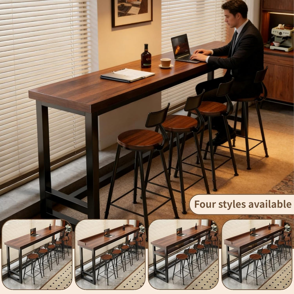 41 Inch Narrow Bar Table with Solid Wood Top - Tall Counter Height Dining Bar Table on Metal Frame, Saving Pub Table for Kitchen,Living Room,Behind Couch or Coffee Shop(Chair Not Included)