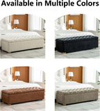 60.24" Bedside Ottoman Bench with Storage,Button Tufted Storage Benches for Bed End,Chenille Bench with Seating and Storage for Entryway,Bedroom,Living Room,Window (Beige, 60.24)