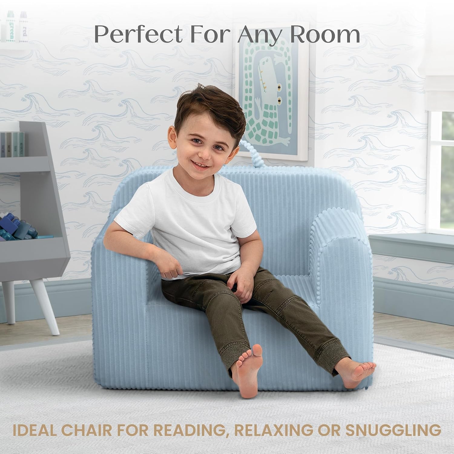 Delta Children Cozee Corduroy Foam Chair, Blue