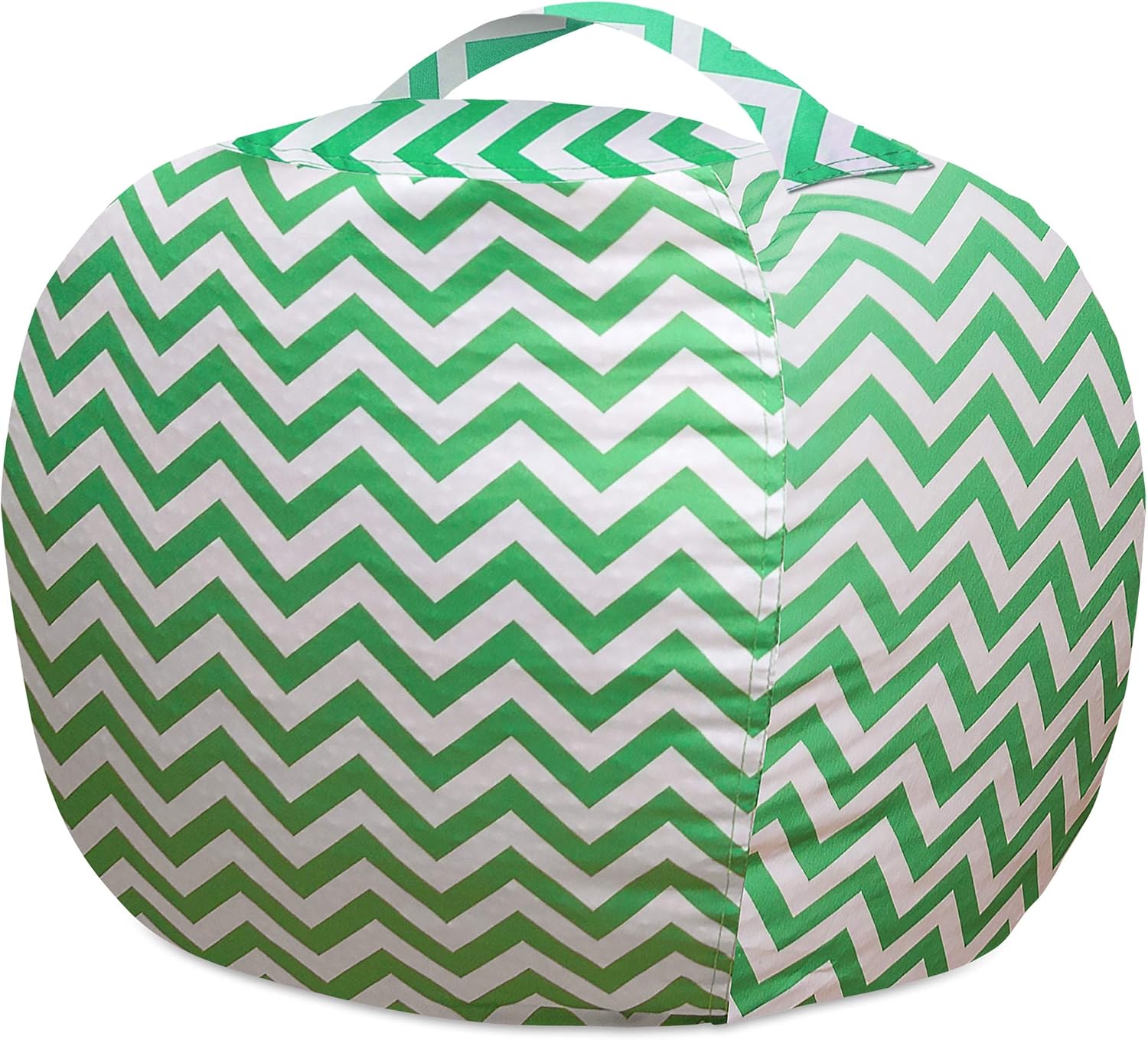 Posh Stuffable Kids Stuffed Animal Storage Bean Bag Chair Cover - Childrens Toy Organizer, X-Large 48" - Pattern Chevron Green and White