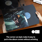 YVW 50Pcs Vinyl Record Inner Sleeves, Black Kraft Paper Record Sleeves with Poly Lined for 12" Records, Comer Cut Design Acid Free Album Covers, Vinyl Record Album Covers LP Jacket Protective