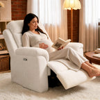 FLEXISPOT Souffle-Pro Swivel Rocker Recliner Chair with Nightlight, Power Nursery Glider Recliner with Massage & Heat, Adjustable Headrest, Oeko-TEX Fabric, Ideal for Nursery & Home Relaxation, Cream