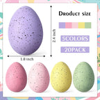Waipfaru 20 Pcs Easter Eggs, 2.4'' Plastic Speckled Easter Eggs and Vase Filler, Pastel Easter Eggs for DIY Spring Farmhouse Home Table Easter Decorations (Purple, Pink, Yellow, Green)