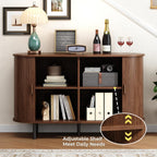 Buffet Cabinet with Storage, Fluted Sideboard Buffet with Sliding Door, Coffee Bar Cabinet with Adjustable Shelf, Console Table, Accent Table for Entryway, Kitchen (Walnut, 48 Inch)