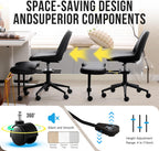 Ergonomic Cross-Legged Lounge Chair – High Lumbar Support, Adjustable Height, 360° Swivel, Wide Criss Cross Seat, Smooth Wheels – Ideal for Meditation, Yoga, ADHD – PU Leather, Black