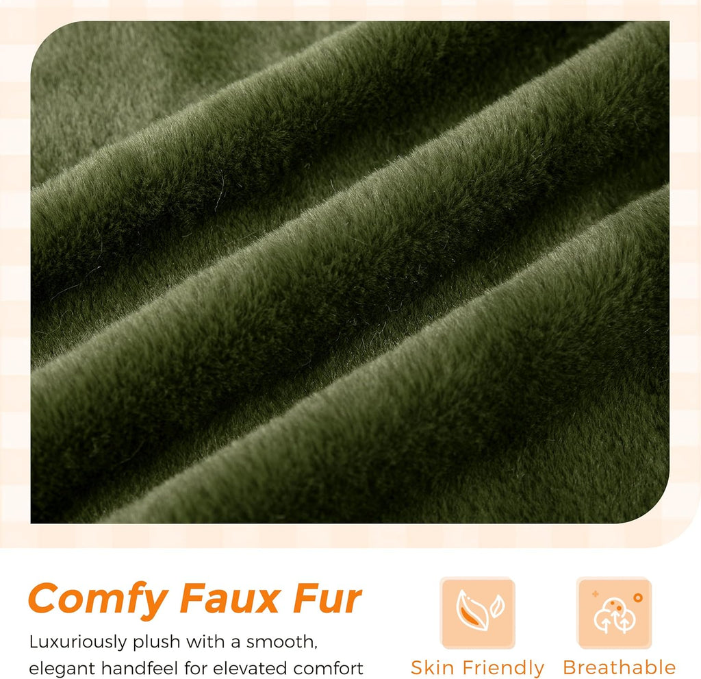 MAXYOYO Kids Bean Bag Chair, Comfy Bean Bag Sofa with Back Support, Faux Fur Cute Chair for Boys and Girls, Stuffed Floor Sofa for Nursery, Bedroom, Green