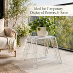 Clear Acrylic-Style Folding Stool, Portable Lightweight Folding Seat, Compact Space Saving Stool for Bathroom, Vanity, Bedroom, Closet & Small Spaces(Transparent)