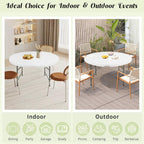 Fivenl 5 FT Round Folding Tables White Foldable Table, Fold-in-Half with Carrying Handle Portable Plastic Table for Party, Dining, Wedding, Camping, Picnic, Indoor Outdoor Events