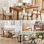 Furniliving Mid Century Modern Dining Chairs Set of 6, 300 lbs Capacity Upholstered Linen Kitchen Chairs with Solid Natural Wood Frame and Ergonomic Curved Back, Beige