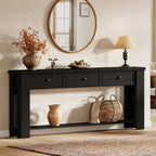 Tribesigns 70.9-Inch Long Console Table with 3 Drawers, Farmhouse Entryway Table with Storage, Rectangular Narrow Sofa Table Behind the Couch, Accent Table for Hallway, Living Room, Entry, Black