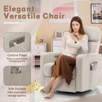 Korser Power Swivel Recliner Chairs for Adults, Electric Glider Rocking Chair Nursery, Glider Recliner Nursery Chair with Classified Side Pocket, Nursery Rocking Chairs with USB and Type-C Ports