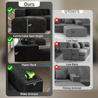 151" U Shaped Cloud Sectional Couch Modular Sofa, Comfy Oversized Boneless Couches for Living Room, Plush Corduroy Sectional Sofa Set with Ottoman Storage Console USB, Olive Dark Gray