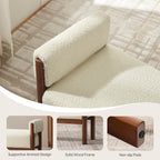 VKNOW End of Bed Bench, 51.8” Upholstered Bedroom Bench Indoor Bench with Solid Wood Frame, Modern Entryway Bench with Arms for Bedroom Living Room, Beige