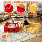 BABAMU Modular Kids Play Couch, Fries Box Design Child Sectional Sofa, Fort-Play Bedroom & Playroom Furniture for Toddlers, Convertible Foam, Washable Covers