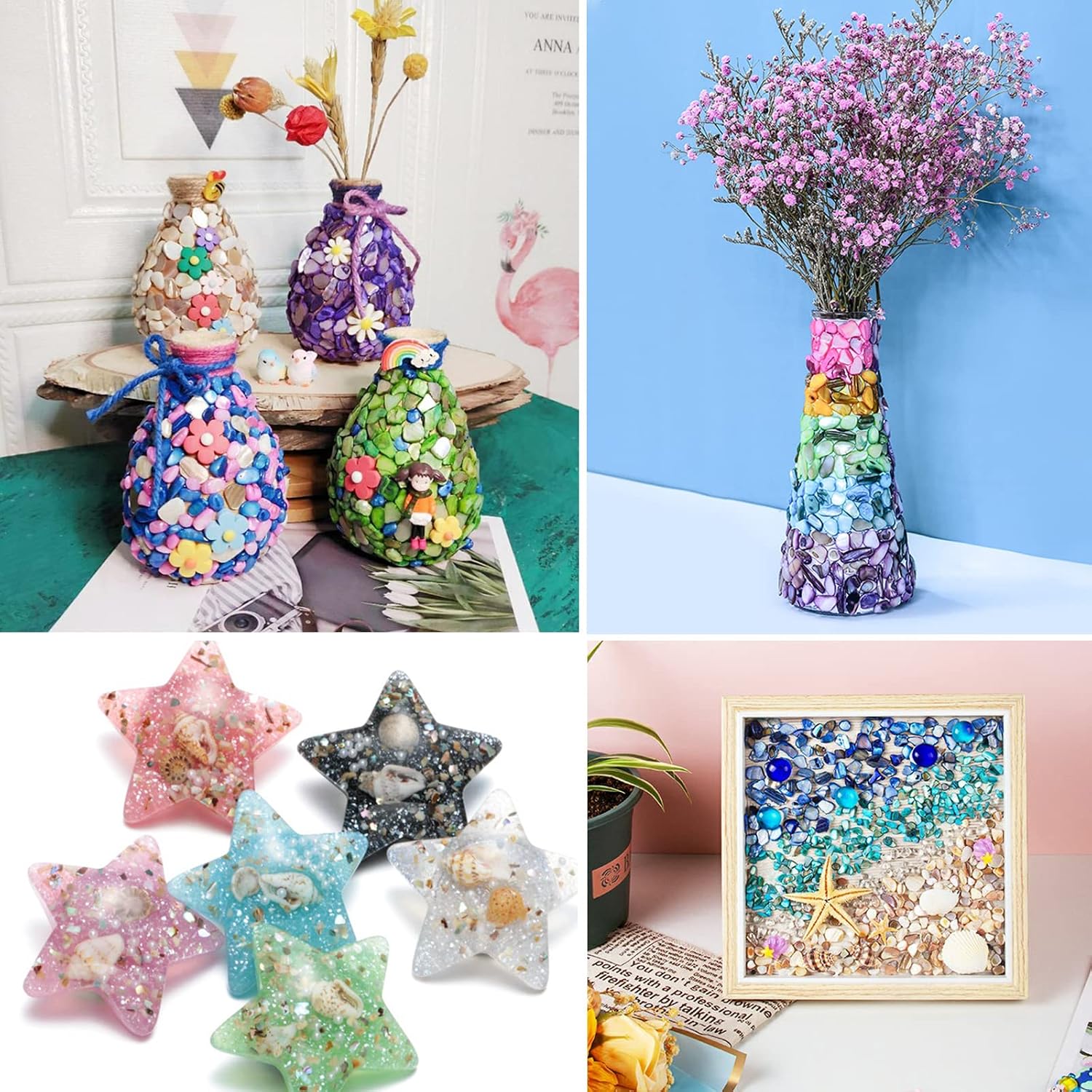 Crushed Shells for Crafts, Small Natural Crushed Seashells Pieces Chips, Sea Shells for Decorating Wedding Vase Fillers Beach Weddings Party Home Decor 21oz