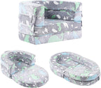 Tiita 3-in-1 Kids Sofa Bed, Comfy Couch Plush Toddler Chair Bed, Convertible Toddler Travel Beds, Folding Kids Couch with Washable Cover Carrying Handle for Girls and Boys