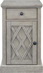 Multifunctional Classic Vintage End Table with USB Ports and 1 Drawer with Cup Holders, Sofa Side Narrow Table with Storage, Bedside Nightstand for Living Room Bedroom (Antique Gray-4.3)