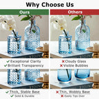 SUPMIND 16pcs Glass Bud Vase Set, Small Blue Flower Vases for Centerpieces in Bulk, Mini Vintage Vase for Wedding, Home Decor, Table Decoration